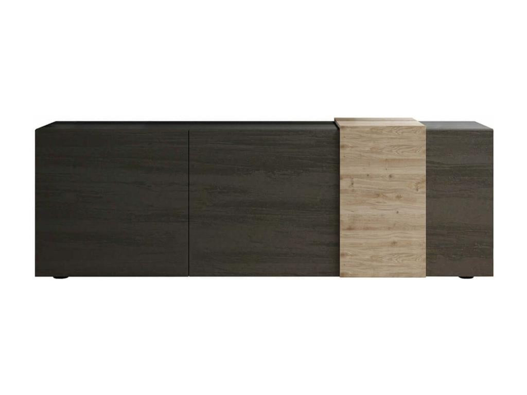 Dormeva TITANE - 3-Door TV Unit, Anthracite Grey and Wood Effect Finish, Dormeva RDRW80720