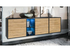 Cabinet Body in Matte Black, Natural Oak Effect Fronts with LED Lighting, 53x182x35 cm, TPHF10521