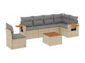 7-piece garden furniture set with cushions, beige woven resin UFOH21631