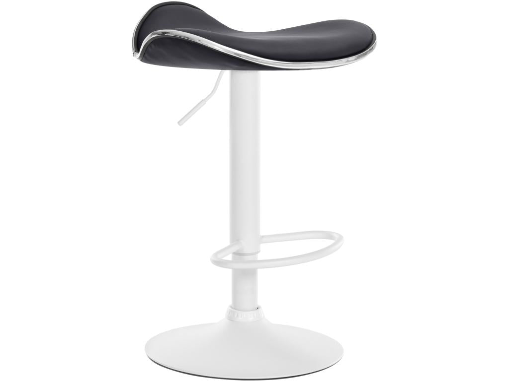 Bar stool - Faux leather / Matte white metal - Black - Shanghai OALS58920