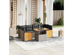 7-piece garden furniture set with cushions, grey woven resin LKFP73105