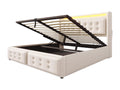 140x200cm Storage Bed in Linen Fabric - with LED and Charging Ports - Beige BEGL37087