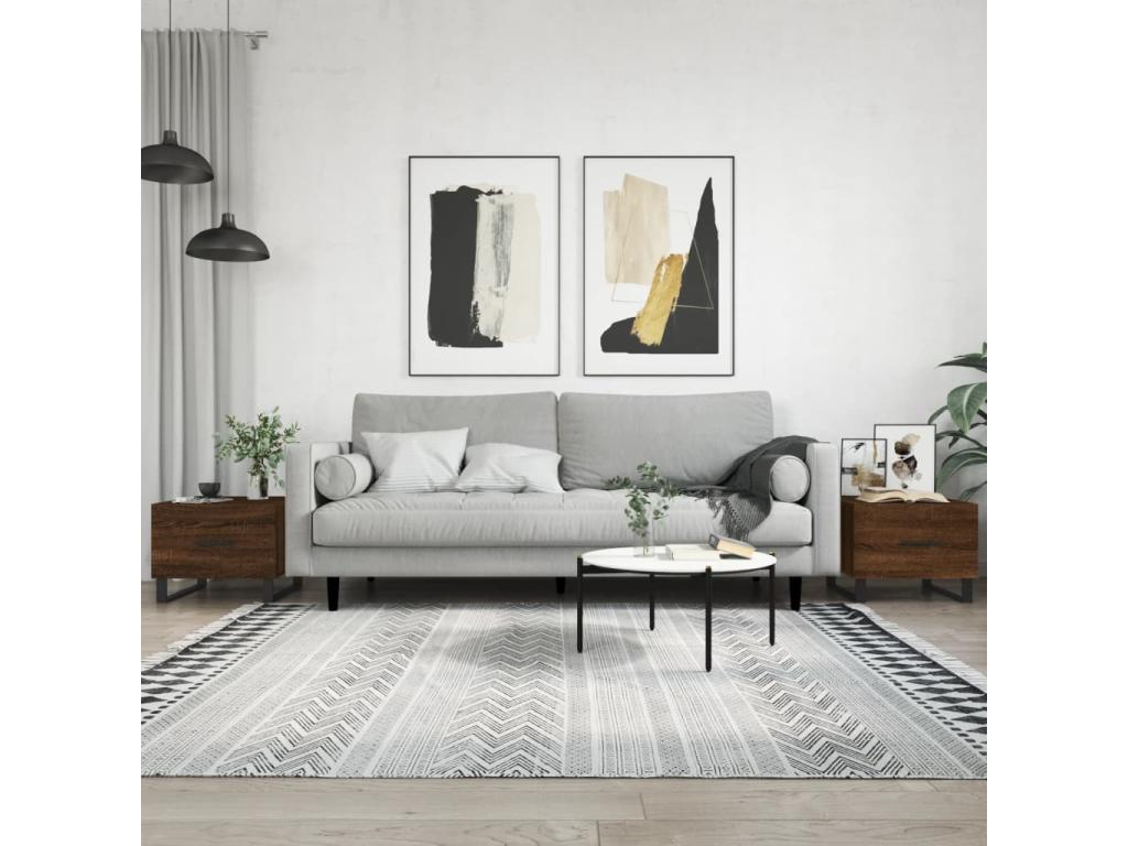 Coffee tables, 2 pcs, brown oak, 50x50x40, engineered wood, TQSI85007