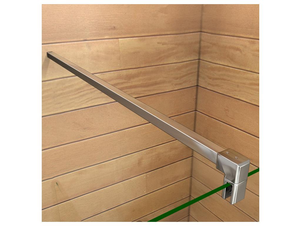 Walk-in shower enclosure 80 x 40 x 200 cm with pivoting return panel - 8 mm tempered glass - With 90 cm square support bar ODTZ77525