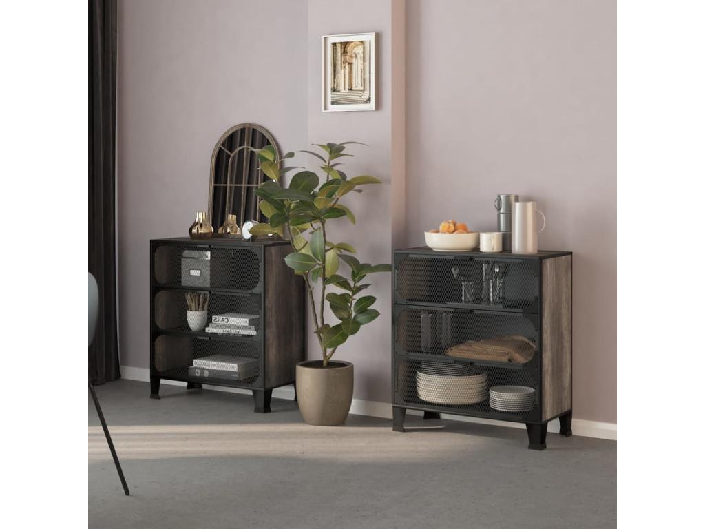 2-piece storage cabinets, grey, 72x36x82 cm, metal and MDF, SPPT22743