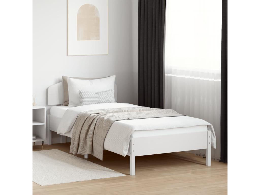 White bed frame and headboard 100x200 cm solid pine wood VZPZ99959
