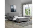 Dormeva double bed for adults, size 160x200 cm, 2-seater / 2-person, with slatted base and grey fabric headboard AZHG44069