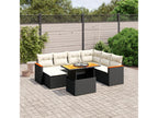 8-piece garden furniture set with cushions, black woven resin MOQD16926