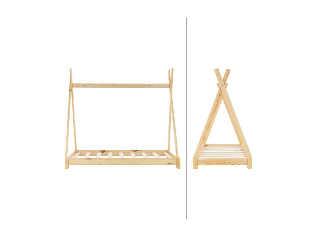 Dormeva Children's Bed 80x160cm Natural Wood Children's House Bed Frame Indian Bed HVTE78844