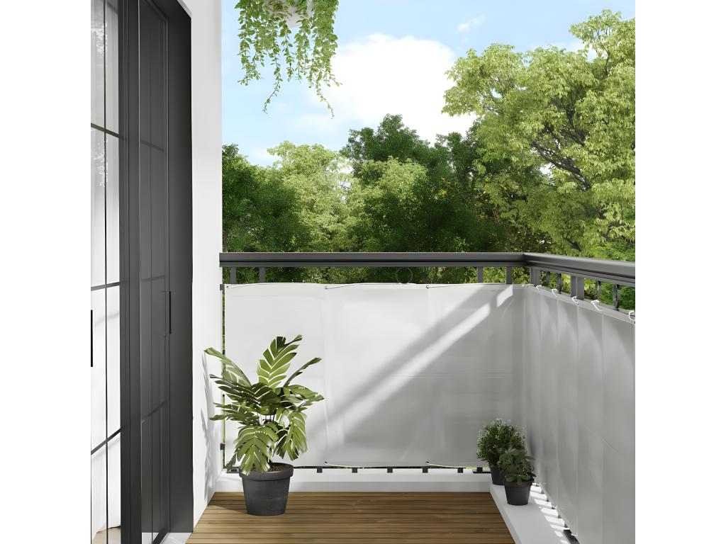 Light grey balcony screen 90x1000 cm polyester Dormeva EBOR10138