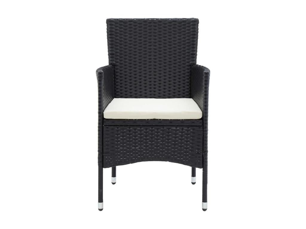 3-Piece Garden Dining Set and Cushions, Black Wicker Resin DSYY53465