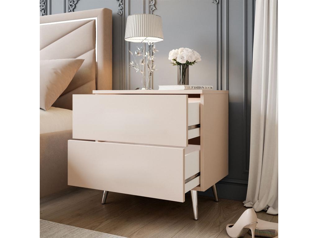 Dormeva bedside table with chrome legs and no handles DOQF30137