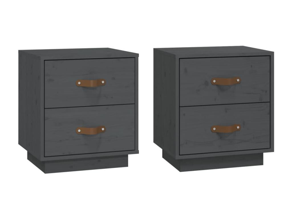 Bedside tables, 2 pcs, Grey, 40x34x45 cm, Solid pine wood, EJLL90158