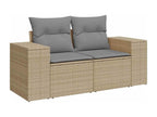 7-piece garden furniture set with cushions, beige woven resin, JKYS23827