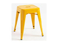 Low stool 45cm Kontoir in polished steel - Industrial and elegant design - Yellow color BFRS01985