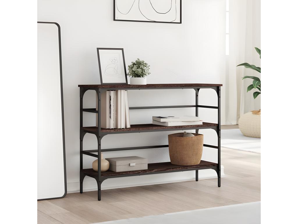 Brown oak console table 100x32x75 cm engineered wood HGMZ72888