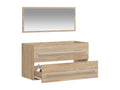 Bathroom cabinet with mirror, oak, Lysvia engineered wood FSQF18975