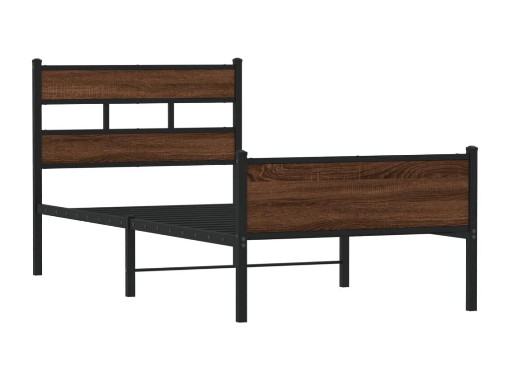 Bed frame without mattress, brown oak, 107x203 cm, KQBI08176