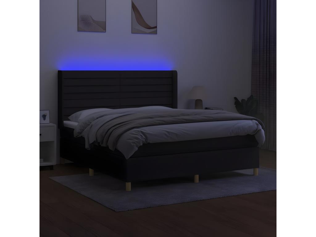 Dormeva bed base with mattress and LED lighting, black, 160x200 cm, fabric, AKIQ76595