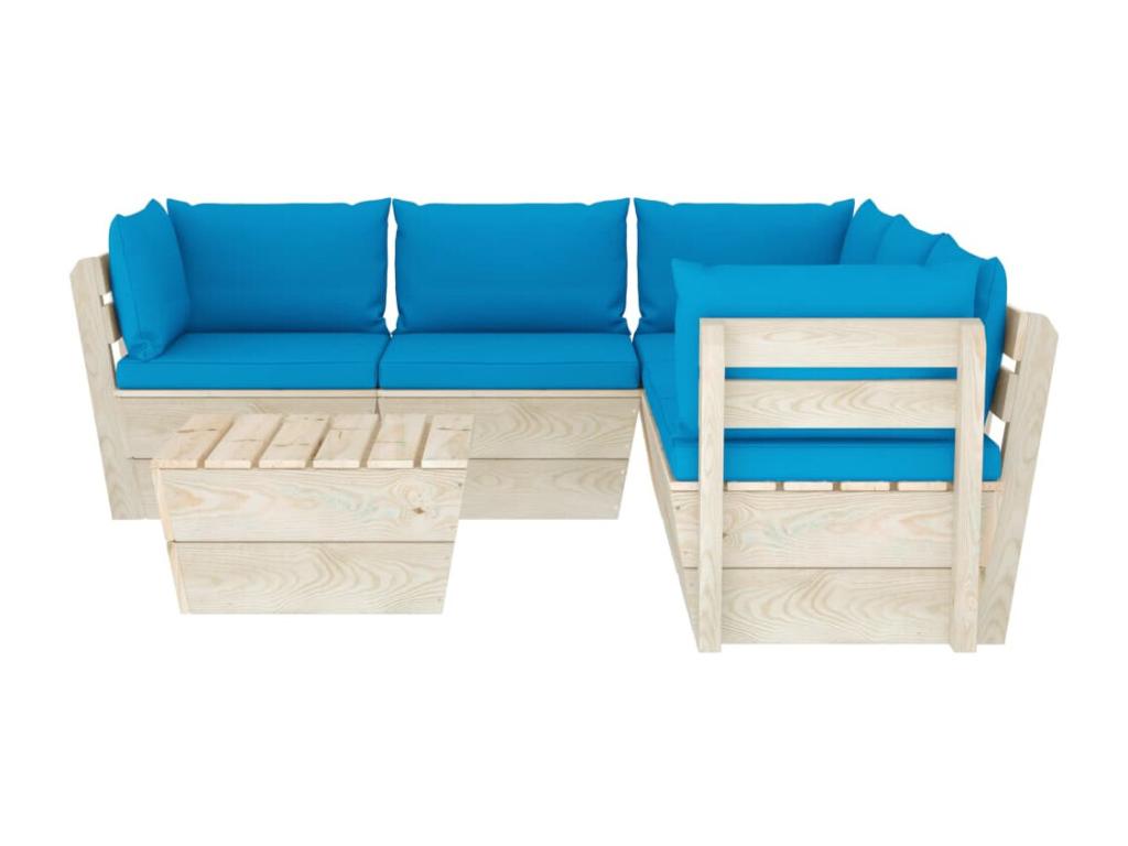 6-piece pallet garden furniture set with cushions, impregnated spruce ESHL16269