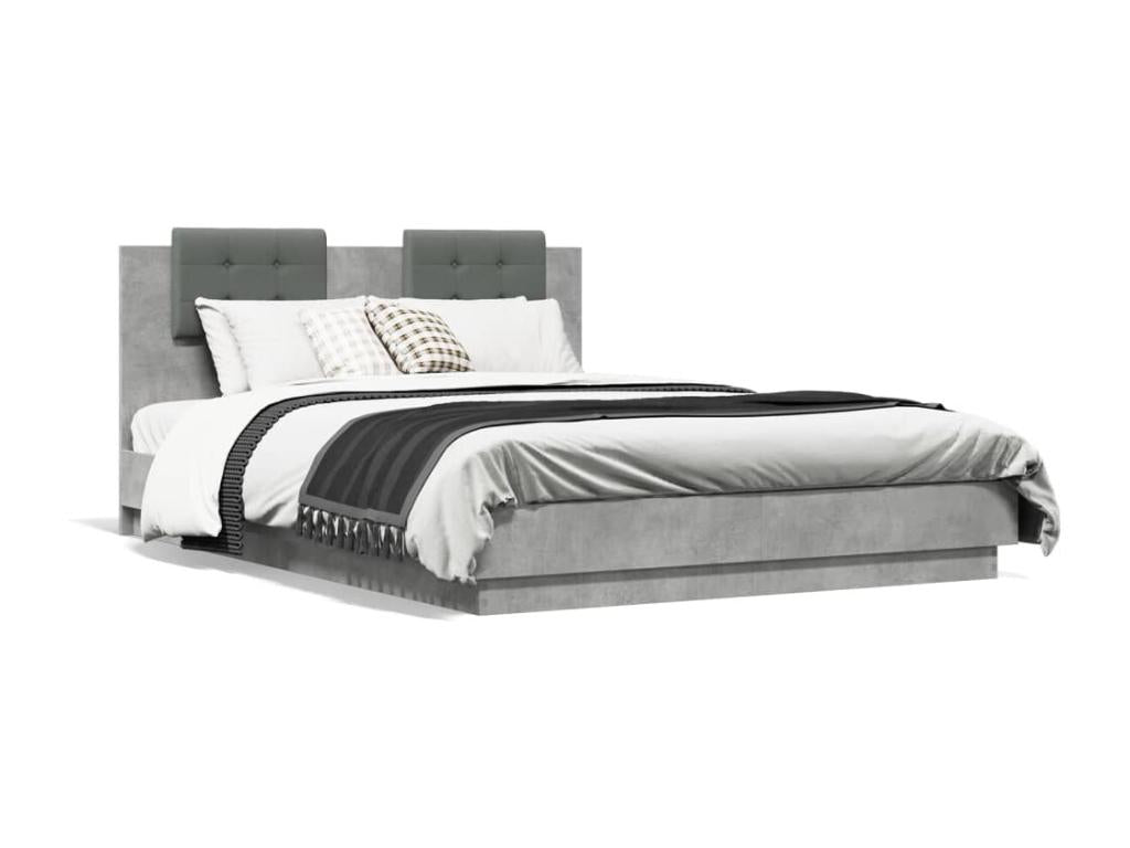 Bed frame with headboard, concrete grey, 120x200 cm, YFJE63602