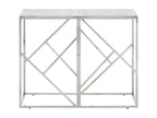 Silver console table in stainless steel and tempered glass ONPA96145