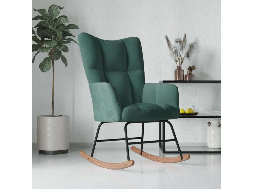 Dark Green Velvet Rocking Chair SUWS30281
