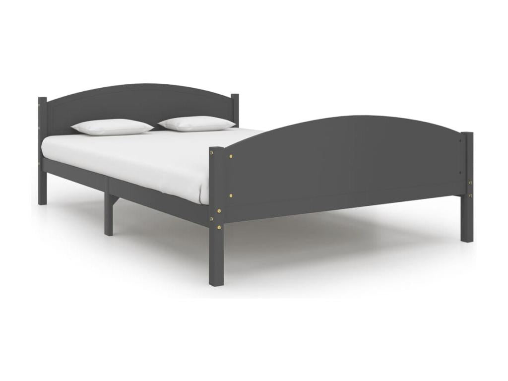 Bed frame without mattress, dark grey solid pine, 160x200 cm QNFH18778
