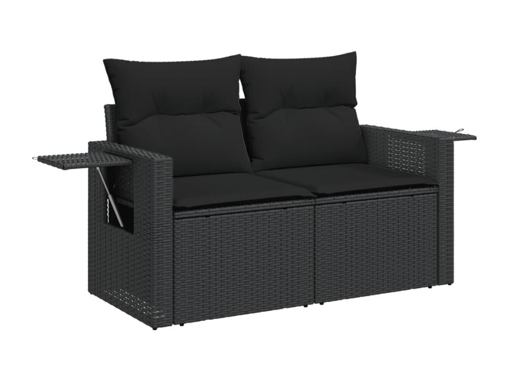 5-piece garden furniture set with cushions, black woven resin MFZG78700