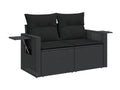 5-piece garden furniture set with cushions, black woven resin MFZG78700