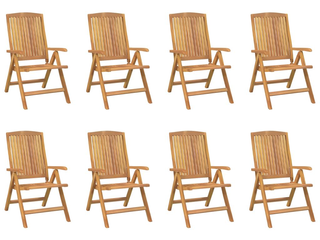 Reclining garden chairs and cushions, set of 8, solid teak, VOAL21484