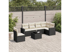 7-piece garden furniture set with cushions, black resin wicker TWEA37205