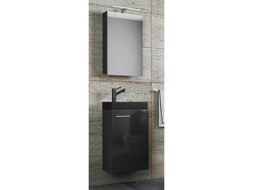 Dormeva 3-piece bathroom furniture set with guest toilet and sink, small narrow Slito SC-BL black RXZU57206