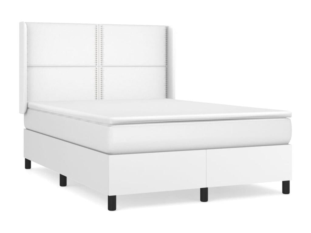 Dormeva bed base with mattress, white, 140x190 cm, faux leather, COTV68271