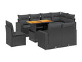9-piece garden furniture set with cushions, black resin wicker XWSS07978