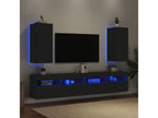Wall-mounted TV units with LED lights, 2 pieces, black, 30.5x35x70 cm, EKUF07035