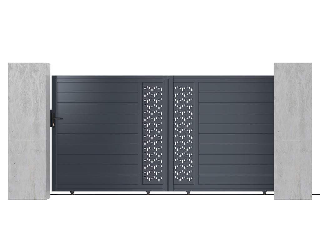 Dormeva ZUPK13981 semi-solid aluminum sliding gate with pattern, L374 x H180 cm, anthracite