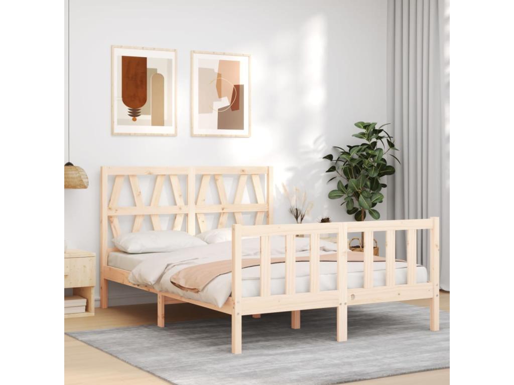 Bed frame with headboard 120x200 cm solid wood GXZT70793