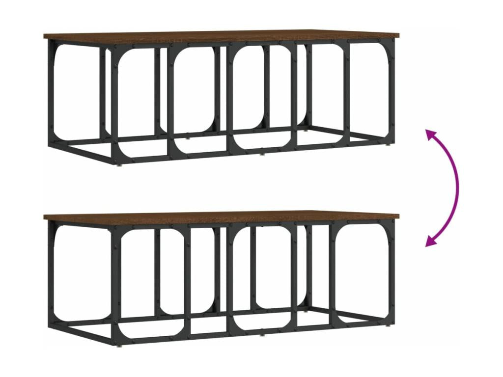 Brown oak coffee table 100x50x35.5 engineered wood RUYZ81405