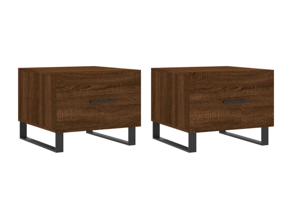Coffee tables, 2 pcs, brown oak, 50x50x40, engineered wood, TQSI85007