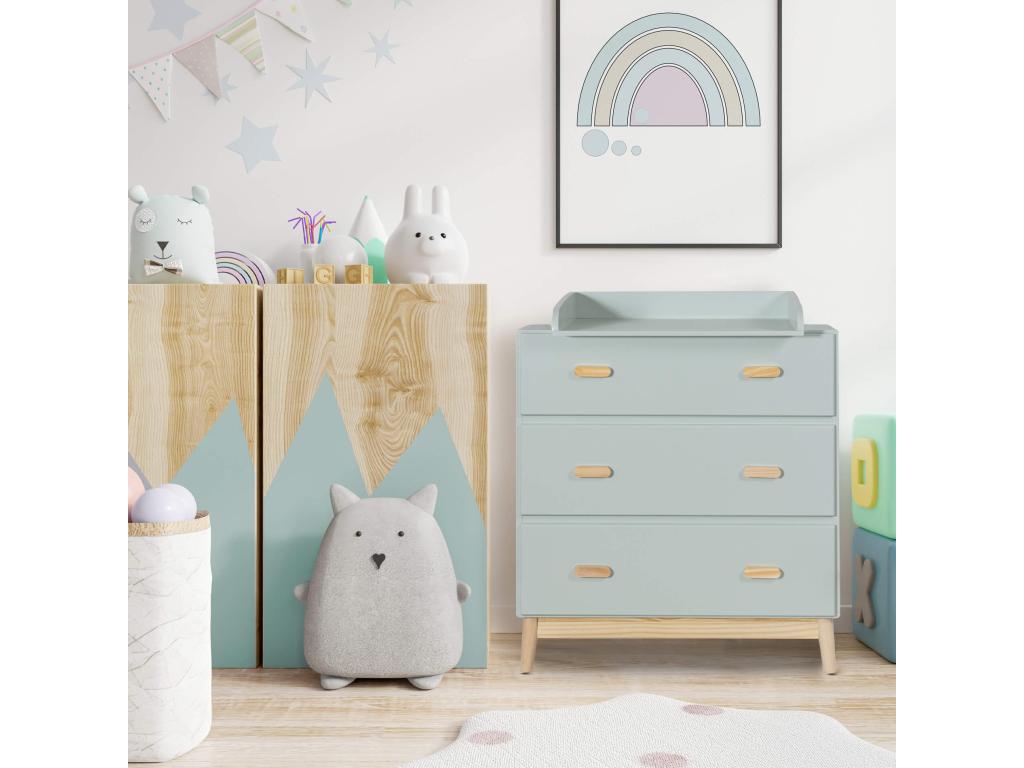 Dormeva Changing Table 100x80x42 MDF Pine Light Green Brown Scandinavian Assembly Required UCKX70209