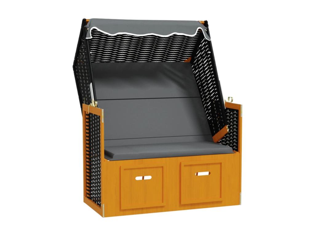 Dormeva with anthracite resin wicker and solid wood canopy DLUX68856