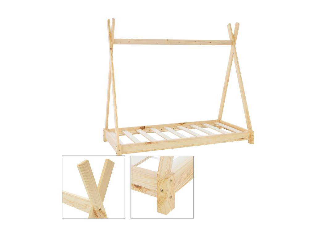 Dormeva Children's Bed 80x160cm Natural Wood Children's House Bed Frame Indian Bed HVTE78844