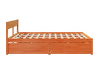 Bed frame with drawers, brown wax finish, 180x200cm, solid pine wood XDUE60416