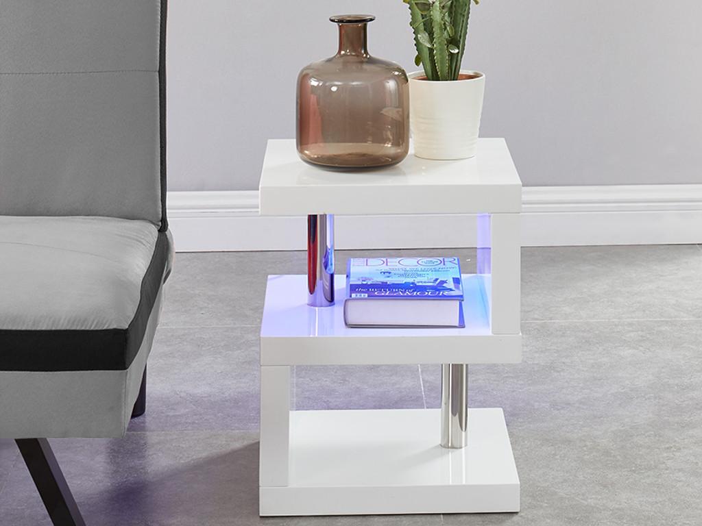 Dormeva II Side Table - White Lacquered MDF - With LEDs - White SKEZ43835