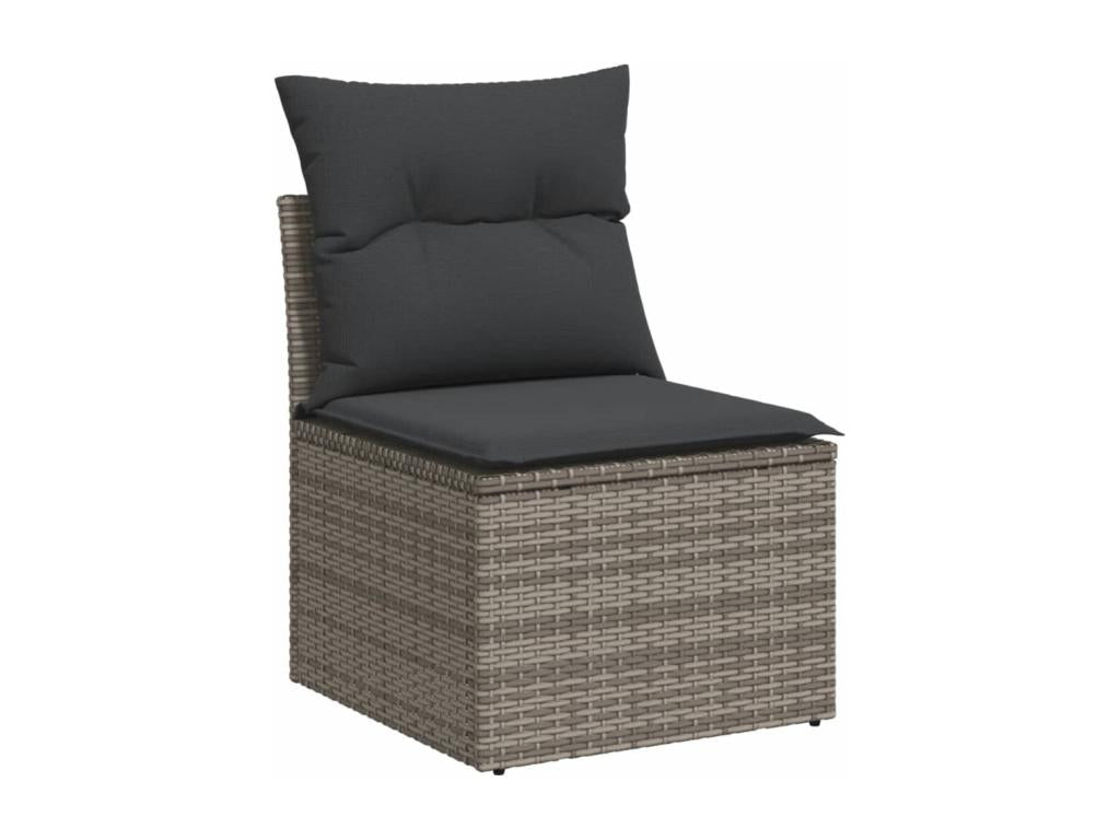 5-piece garden furniture set with grey resin wicker cushions YJMX06974