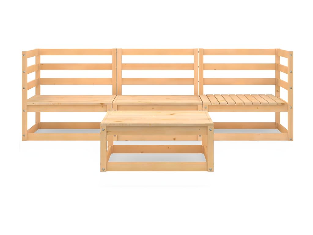 4-piece garden furniture set, solid pine wood RHDY38916