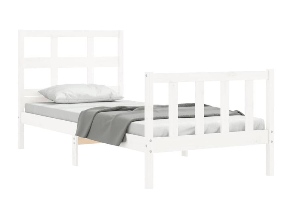Bed frame with white headboard 90x200 cm solid wood YCSL49962