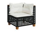 9-piece garden furniture set with cushions, black woven resin NJAC91190