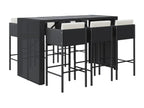 7-piece garden bar set with cushions, black poly rattan QFRB56066